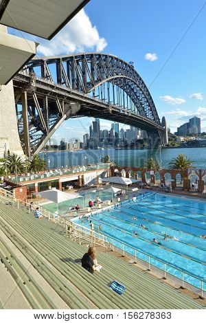 People Swim In North Sydney Olympic Pool Sydney New South Wales Australia