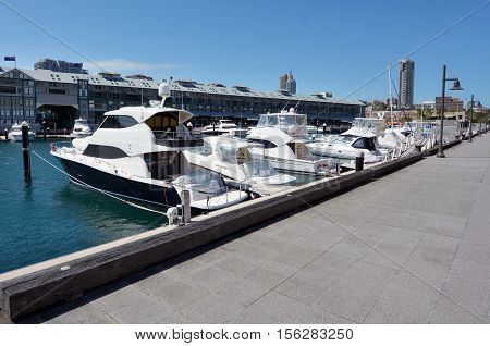Finger Wharf And Marina In Woolloomooloo Bay Sydney New South Wales Australia