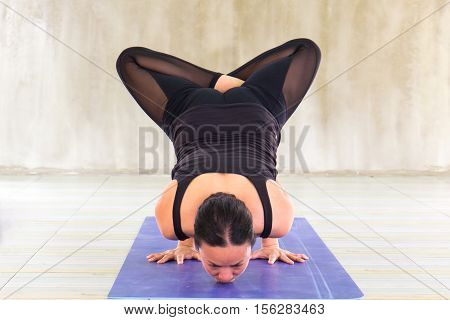 practicing yoga. Freedom concept. Calmness and relax woman happiness.