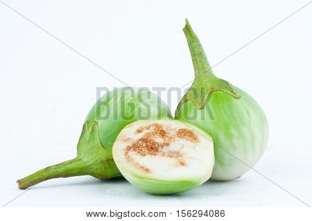 thai eggplant or Yellow berried nightshade on white background eggplant aubergine  vegetable isolated