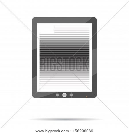 eBook icon flat. Book ereader ebook reader tablet vector illustration