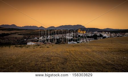 A beautuiful sunset view of Alhama de Granada Andalucia Southern Spain