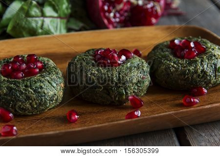 pkhali vegetable dish with walnuts and pomegranate Georgian cuisine