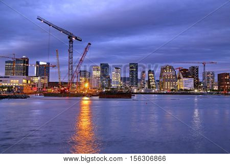 Panoramic View Of Modern buildings in Oslo Norway