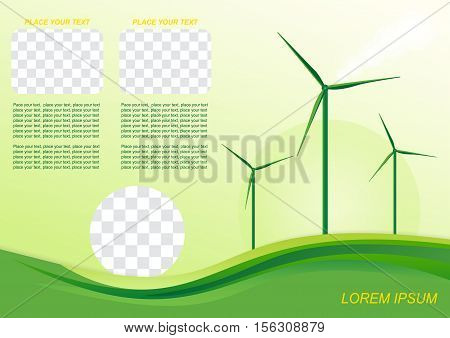 Brochure or cover design. Wind generator green energy.