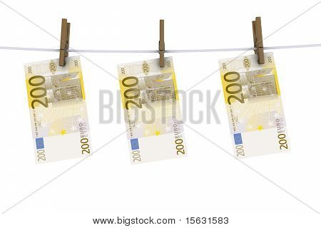 euro sulla linea con perni di vestiti