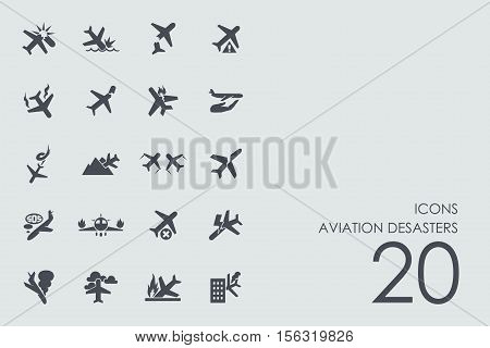 aviation desasters vector set of modern simple icons