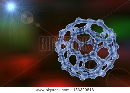 3D illustration of nanoparticles on colorful background