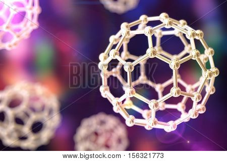 3D illustration of nanoparticles on colorful background