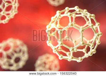 3D illustration of nanoparticles on colorful background