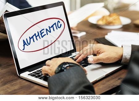 Authentic Genuine Proof Real True Veritable Concept