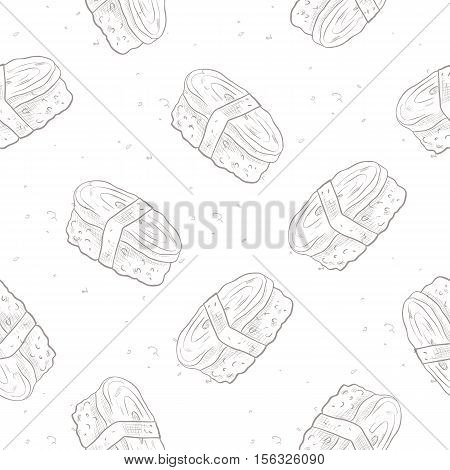 Vector seamless pattern Tamago Nigiri Sushi, sketch