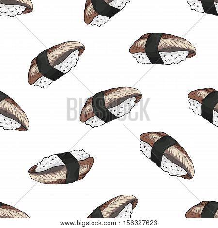 Vector seamless pattern unagi nigiri Sushi, color
