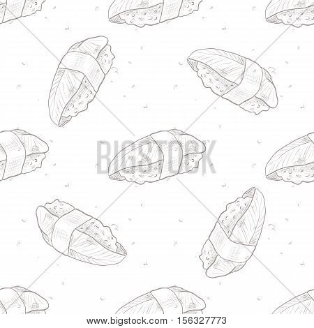 Vector seamless pattern unagi nigiri Sushi, sketch