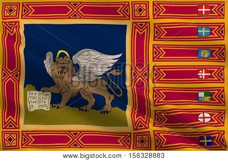 Flag of Veneto is one of the twenty regions of Italy. 3d illustration