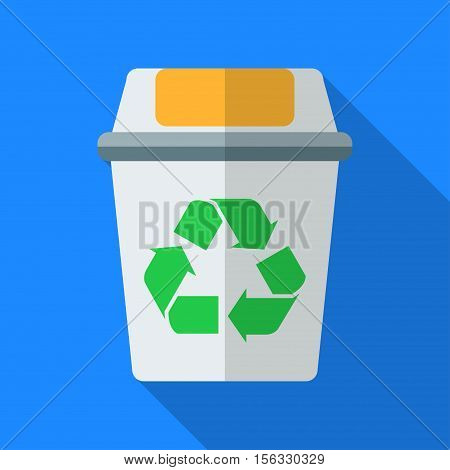Colorful recycle bin icon in modern flat style with long shadow. Vector illustration