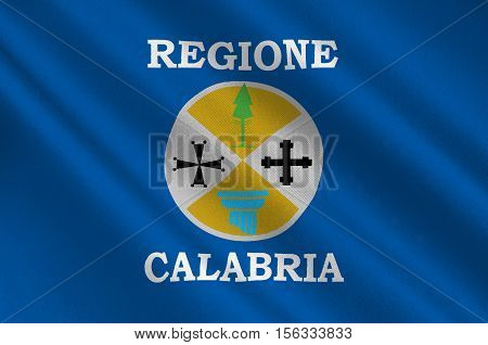Flag of Calabria is a region in Southern Italy. 3d illustration