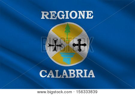 Flag of Calabria is a region in Southern Italy. 3d illustration