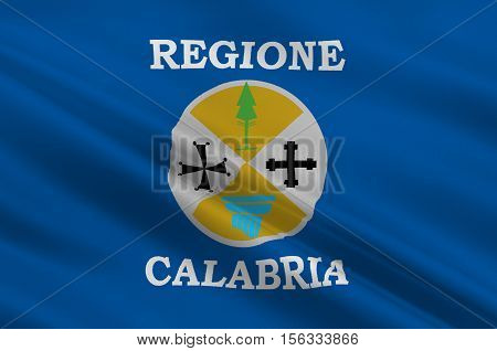 Flag of Calabria is a region in Southern Italy. 3d illustration