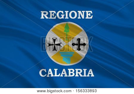 Flag of Calabria is a region in Southern Italy. 3d illustration