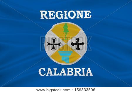 Flag of Calabria is a region in Southern Italy. 3d illustration