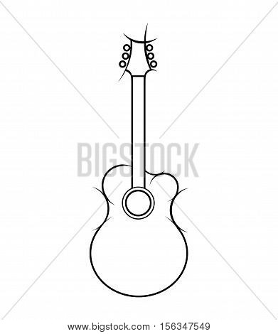 Slylized Vector Illustration of Acoustic Guitar isolated on white background.