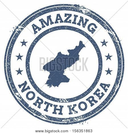 Vintage Amazing Korea, Democratic People's Republic Of Travel Stamp With Map Outline. Korea, Democra