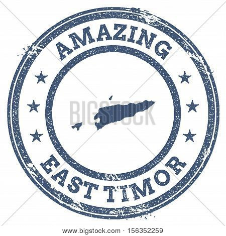 Vintage Amazing Timor-leste Travel Stamp With Map Outline. Timor-leste Travel Grunge Round Sticker.