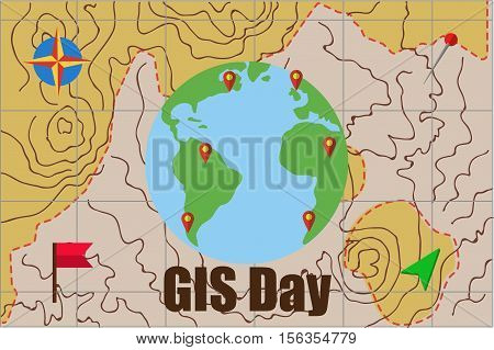 Vector Illustration Of Gis Geographic Information System Day