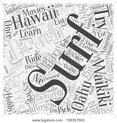 Surf Lessons on Oahu in Hawaii word cloud concept