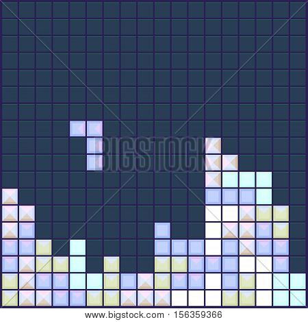 Old video game square template. Bricks game pieces design. Vector illustration.