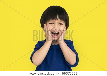 Boy Cheerful Studio Portrait Concept
