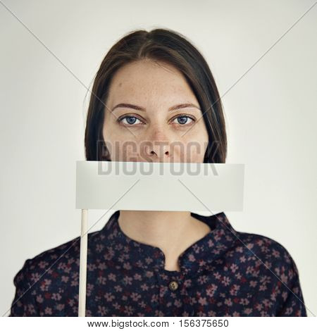 Woman Voiceless Covering Mouth Speechless Concept