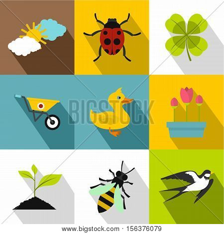 Tending garden icons set. Flat illustration of 9 tending garden vector icons for web