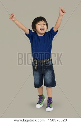 Boy Cheerful Studio Portrait Concept