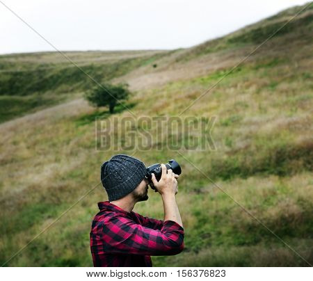 Man Photography Camera Nature Environment Concept
