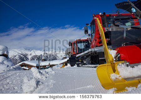 Ratrack on a skiing slope
