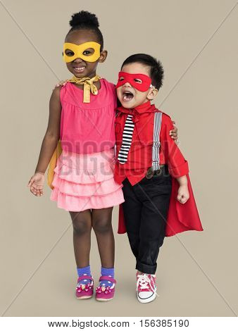 Superhero Boy Girl Costume Carnival Team Concept