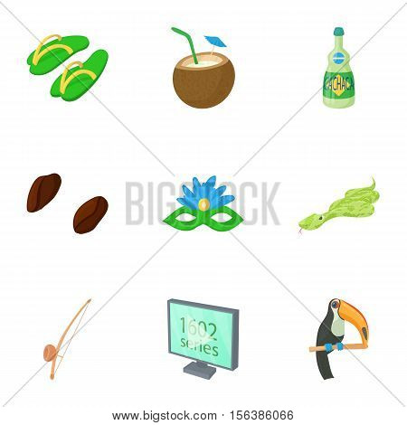 Holiday in Brazil icons set. Cartoon illustration of 9 holiday in Brazil vector icons for web