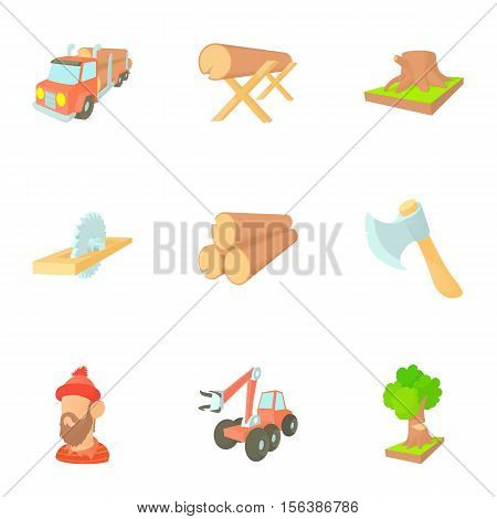 Deforestation icons set. Cartoon illustration of 9 deforestation vector icons for web