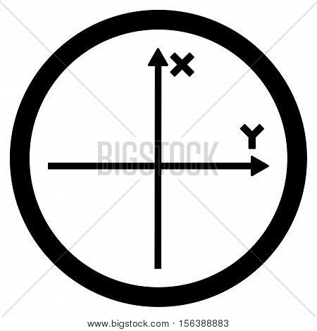 Cartesian Axis vector rounded icon. Image style is a flat icon symbol inside a circle, black color, white background.
