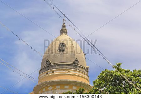 Old style building dome against blue sky in Recife Pernambuco Brazil