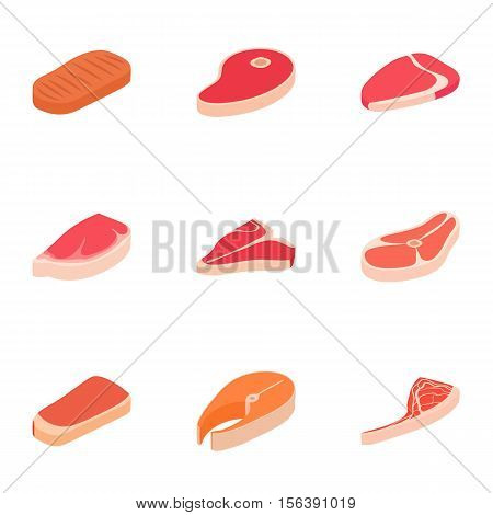 Beef icons set. Cartoon illustration of 9 beef vector icons for web