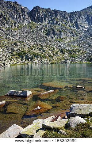 Amazing Landscape of Argirovo Lake and Dzhano peak, Pirin mountain, Bulgaria