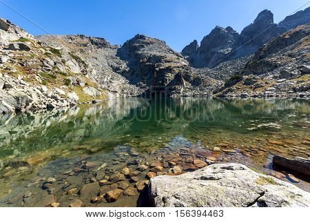 Clean water of The Scary lake and Kupens peaks, Rila Mountain, Bulgaria
