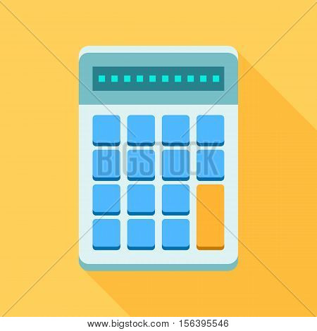 Colorful calculator icon in modern flat style with long shadow. Vector illustration