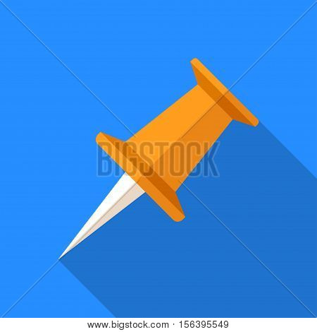 Colorful pushpin icon in modern flat style with long shadow. Vector illustration