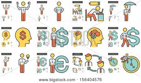 Business vector line icon set isolated on white background. Business line icon set for infographic, website or app. Scalable icon designed on a grid system.