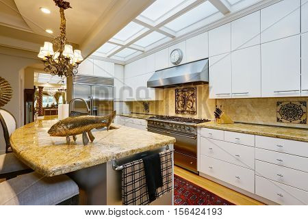 Luxurious Kitchen Room Interior With Antique Details