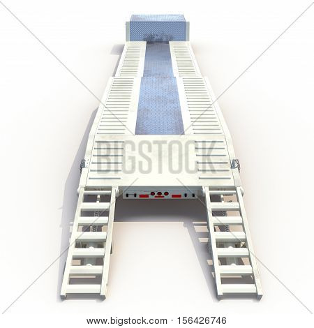 Double Drop Lowboy Tri Axle Trailer on white background. 3D illustration